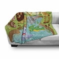 thumbnail image 3 of Children Soft Flannel Fleece Throw Blanket, Safari Animals Swimming in the Lake Lions and Giraffe Art, Cozy Plush for Indoor and Outdoor Use, 70" x 90", Multicolor, by Ambesonne, 3 of 6