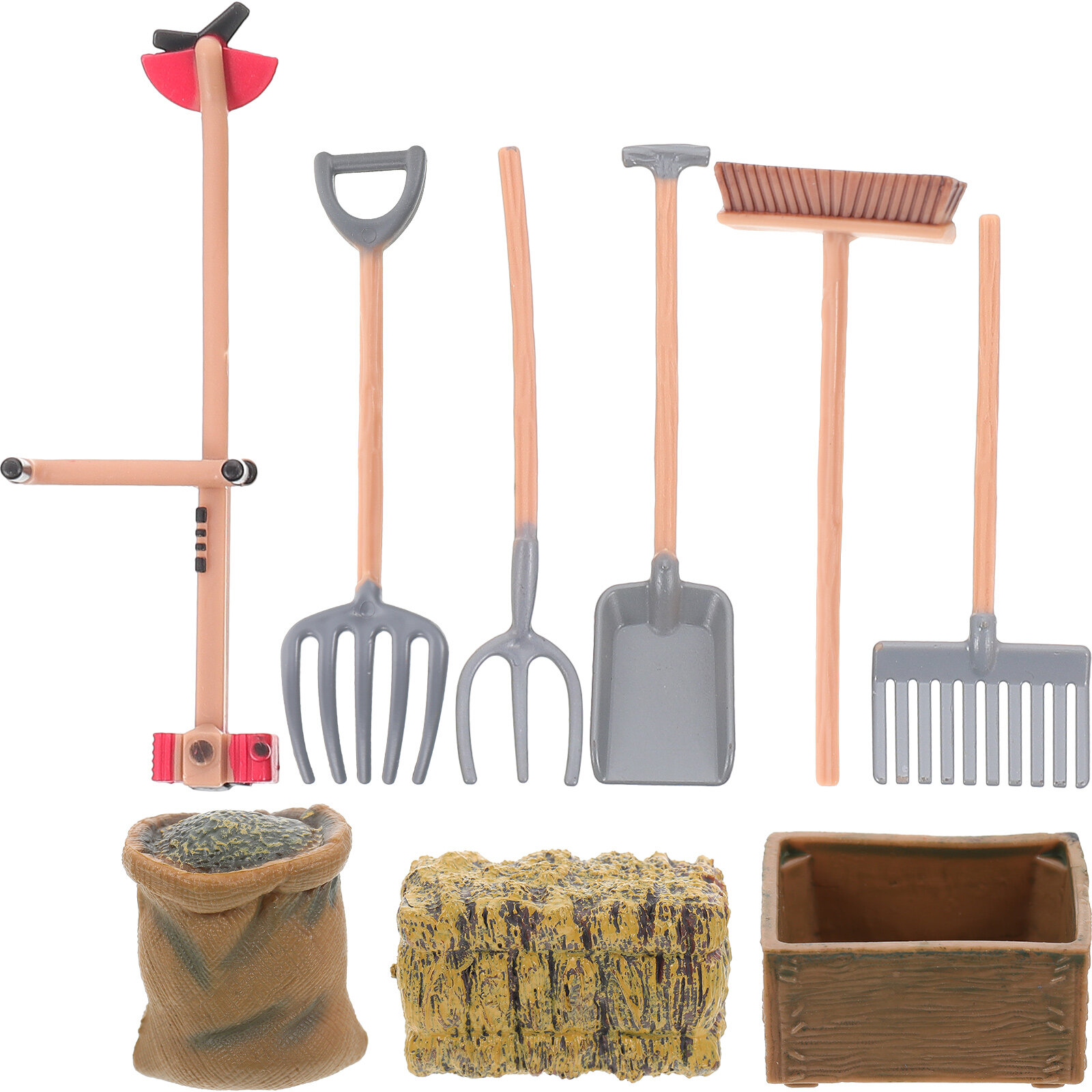 9Pcs Miniature Farm Tools Toy Farm Accessories Mini Garden Tools Tiny