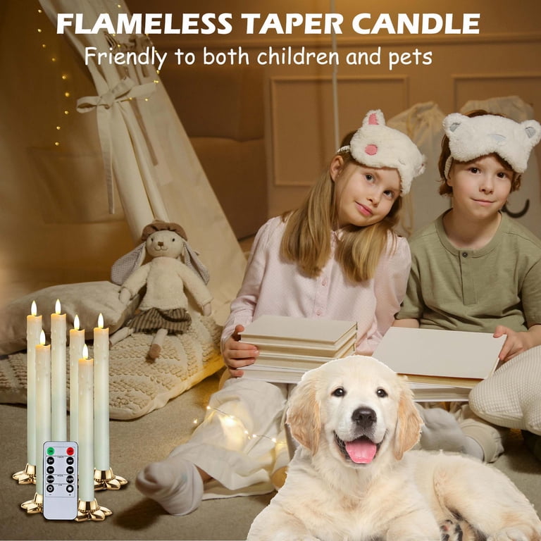 Hidawn 6-Pack Flameless Taper Candles, Ivory 10-Inch photo 7