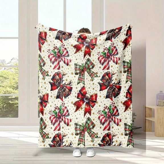 HELLOYOUNG Christmas Throw Blanket Ultra Soft Flannel, Knitted Fuzzy Plush Warm All Season Blanket for Couch Bed, Machine Washable Soft Cozy Christmas Gift
