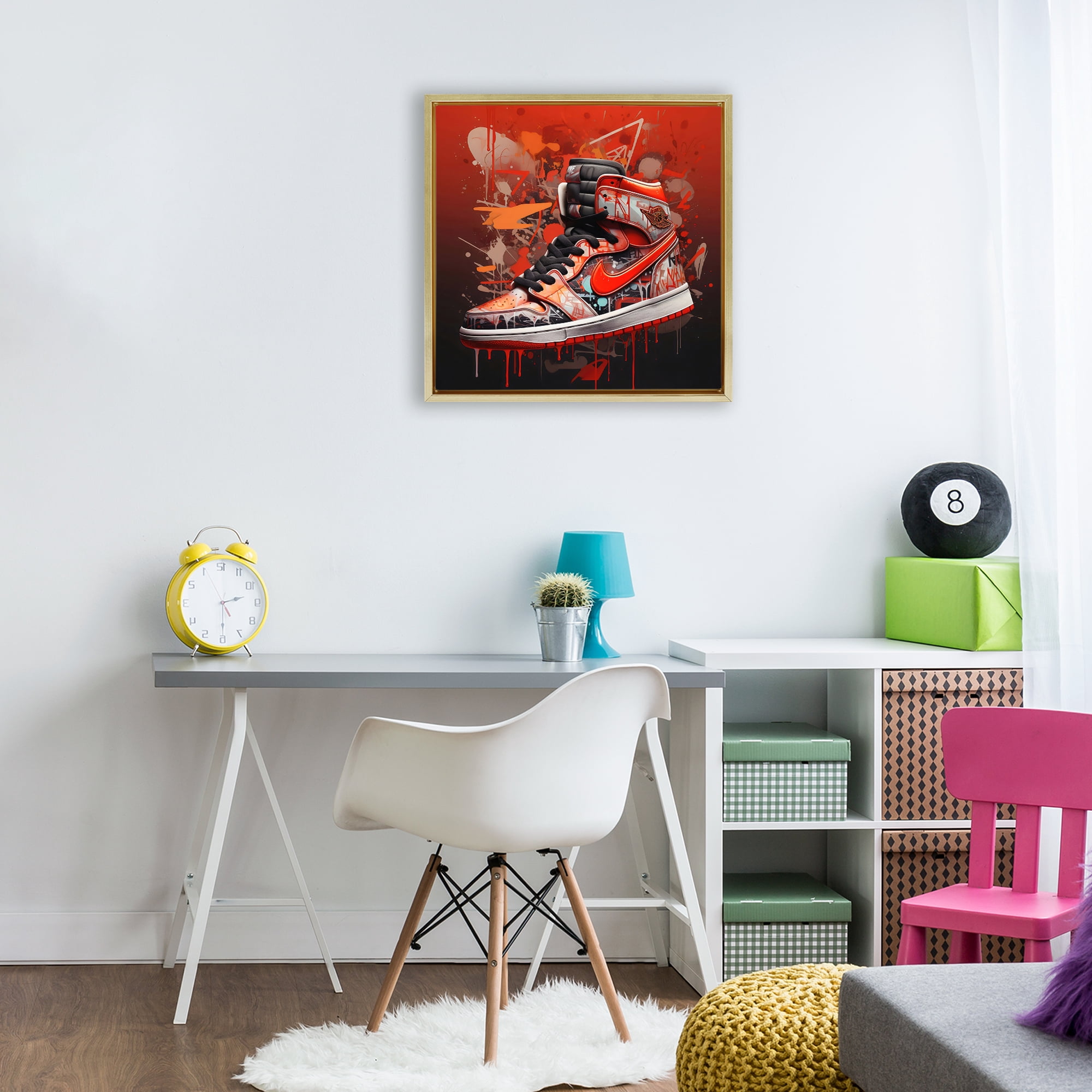 Stupell Industries Shades Of Red Sneaker Gold Framed Floater Canvas Wall Art, design by Creative Studio