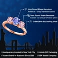 thumbnail image 2 of Gem Stone King 18K Rose Gold Plated Silver Blue Tanzanite and Pink Lab Grown Diamond Engagement Ring for Women | 1.90 Cttw | Round 6MM | Gemstone December Birthstone | Size 8, 2 of 6