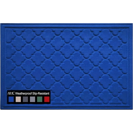 A1HC Indoor Outdoor Mat, Front and Back Entrance Welcome Mats, Large Front Door Patio Mats 24x36 Inches, Non-Slip Easy Clean Entrance Washable Large Size Doormats, Blue