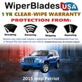 thumbnail image 2 of 2015 Jeep Patriot Beam Wiper Blades Wipers w/1yr Warranty (Set of 3) w/Rear Wiper (WiperBladesUSA), 2 of 5