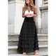 thumbnail image 3 of Falda larga de verano para mujer, elástica, de cintura alta, estilo informal, de malla, a la moda, plisada y acampanada (L), 3 of 4