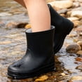 thumbnail image 5 of Boys Girls Solid Color Rain Boots Mid-Calf Soft Non-Slip Sole Waterproof Fashion Summer Shoes for Toddler Kids Children Black 17, 5 of 5