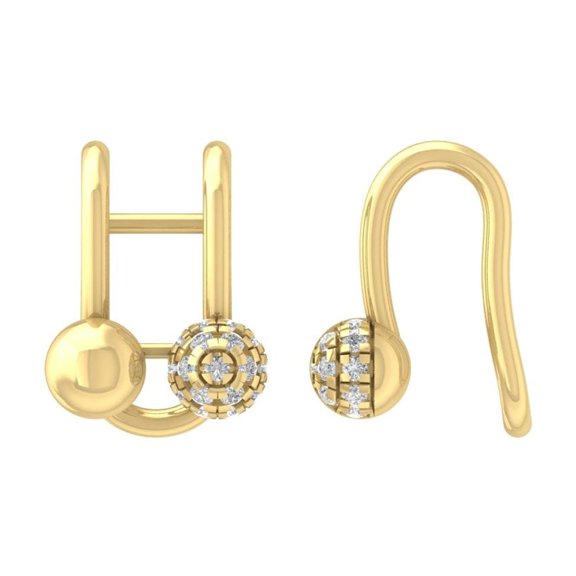 ARAIYA FINE JEWELRY 14K Yellow Gold Diamond Ear Cuffs Dangle Earrings (1/6 cttw, I2-I3 Clarity, I-J Color)