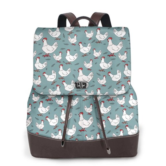 Goofa Funny Chicken for Leather Backpack Purse for Women Fashion Multipurpose Design Handbag Ladies Shoulder Bags Travel Backpack