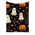 thumbnail image 2 of Halloween Cute Ghost Flannel Throw Blanket, Pumpkin Botanical Print Decorative Cover for Couch, Sofa and Bedroom, 2 of 3