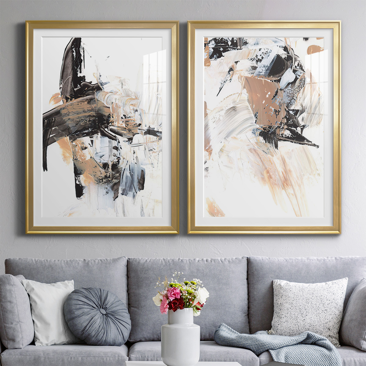 Wexford Home Ruckus I Premium Framed Print, 30.5" x 42.5" - Ready to Hang, Gold (Set of 2)