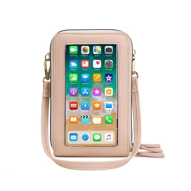 Shelf Touches Screen Rfid Blocking Cellphone Purse Mobile Phone Crossbody Shoulder Bag Pouch(Orange)