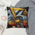 thumbnail image 2 of Shangniulu Bulldozer Print Cushion Case Yellow Truck Crane Construction Vehicle Pillow Cover for Living Room Geometric Line Graffiti Stripe Decor Square Pillow Case for Home Bed Sofa Couch, 2 of 5