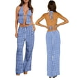 thumbnail image 3 of Michellecmm Women Summer Pants Outfits Stripe Tie-Up Halter Neck Backless Sleeveless Tank Tops Wide-Leg Pants 2 Pieces Clothes Set, 3 of 7