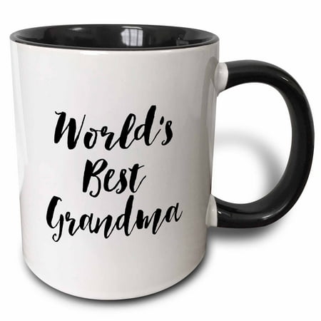 - 3dRose Phrase - Worlds Best Grandma, Two Tone Black Mug, 11oz