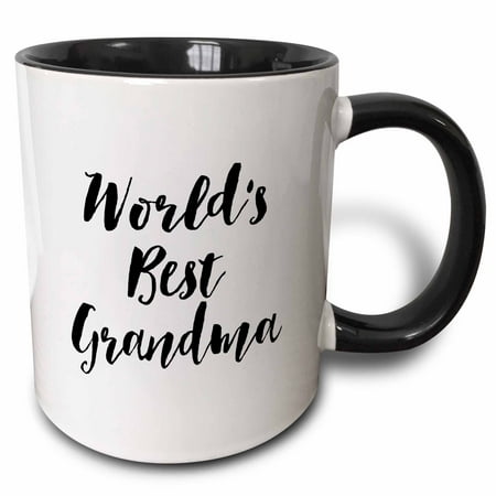 3dRose Phrase - Worlds Best Grandma, Two Tone Black Mug,