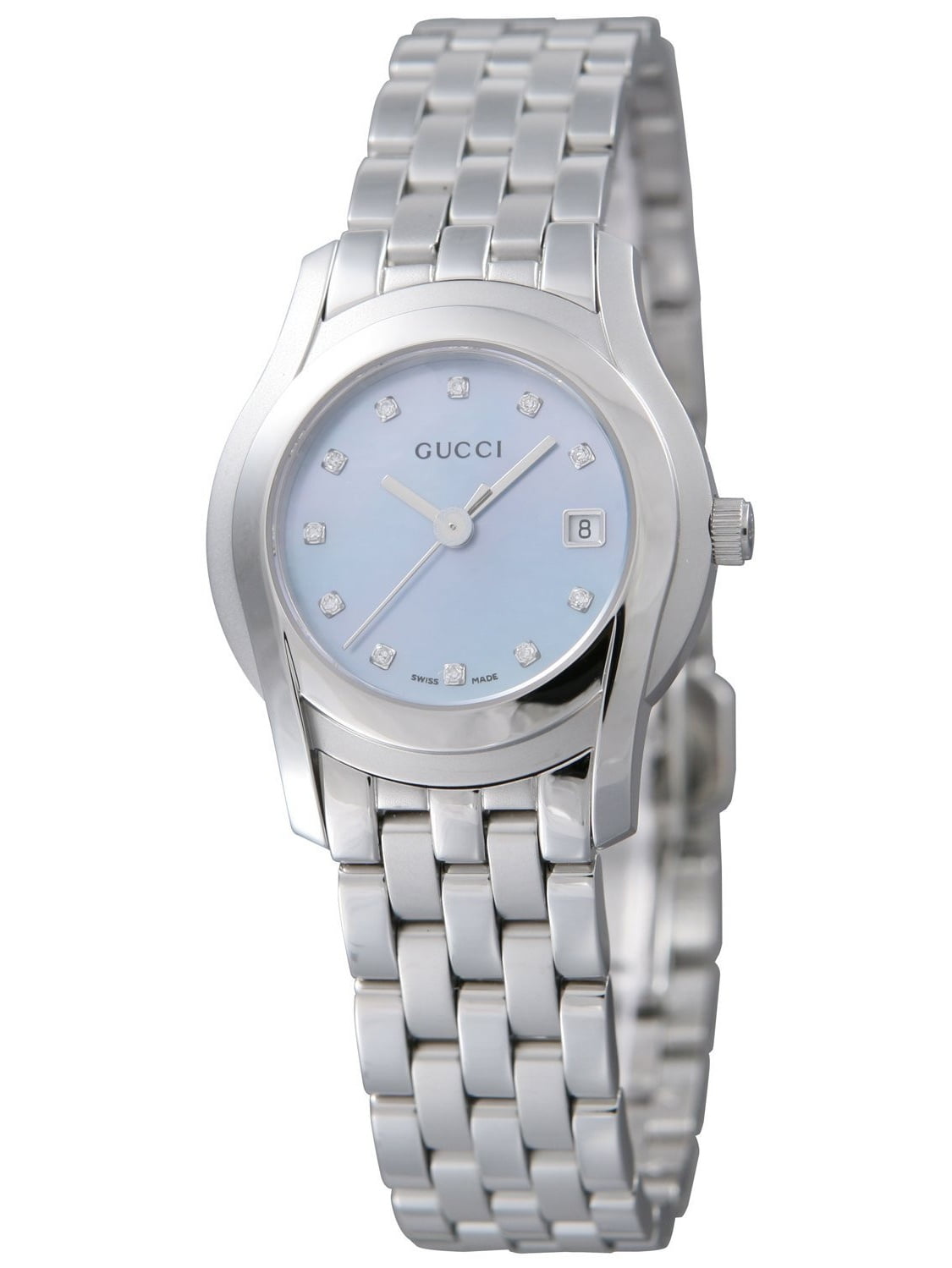 Gucci Quartz, Silver Stainless Steel Band Silver Dial Women's Watch