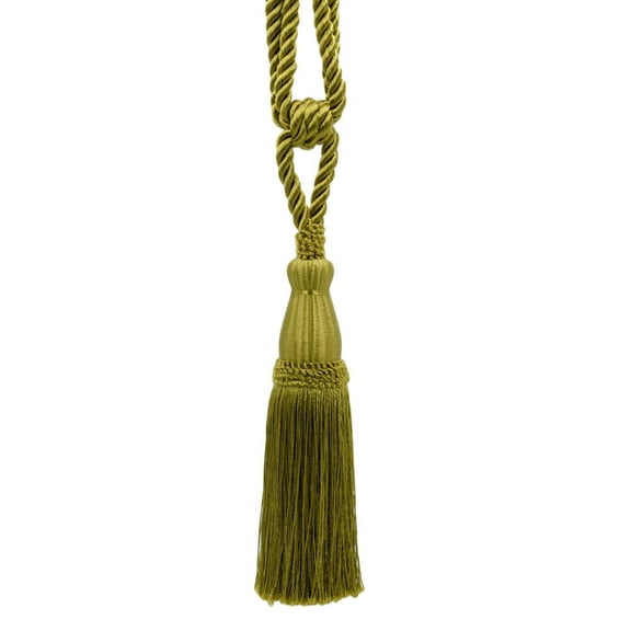 DECOPRO Elegant Lustrous Curtain Tassel Tieback, Tassel Length 8 1/2" (21.5cm), Spread 30" (76cm) # TBC085, Dark Olive Green #9628 (Dark Yellow Green) Sold Individually