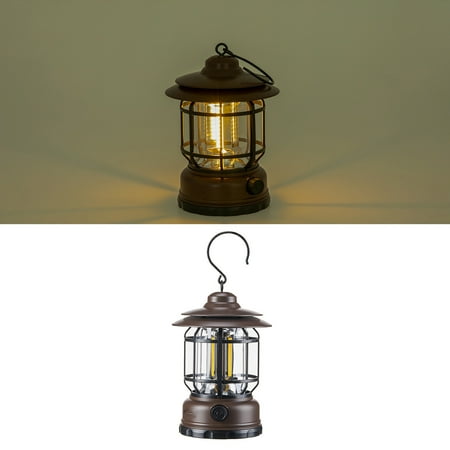 Portable LED Camping Lanterns Lightweight Vintage Battery Powered USB Rechargeable Tent Lights Survival Kits Flashlight for Power Outage Emergency Hiking
