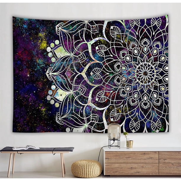 Tapicería de pared con diseño de mandala en microtela, 150 x 150 cm