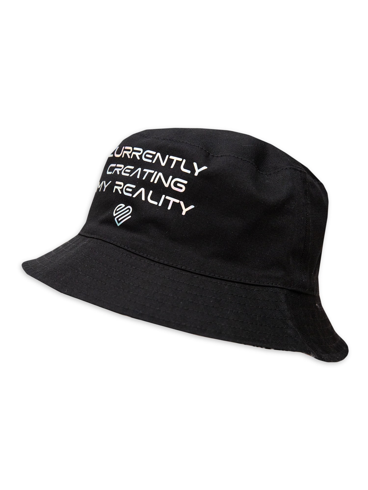 Justice Brand Girls Reversible Black and White Bucket Style Hat, Creating My Reality