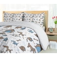 thumbnail image 5 of Ambesonne Bones Duvet Cover Sets, Cartoon Style Dog Elements, 2-King, Cocoa Sky Blue, 5 of 7