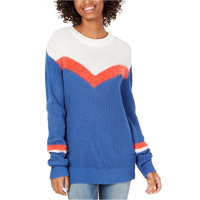 Freshman Womens Chevron Stripe Pullover Sweater, Azul, Grande