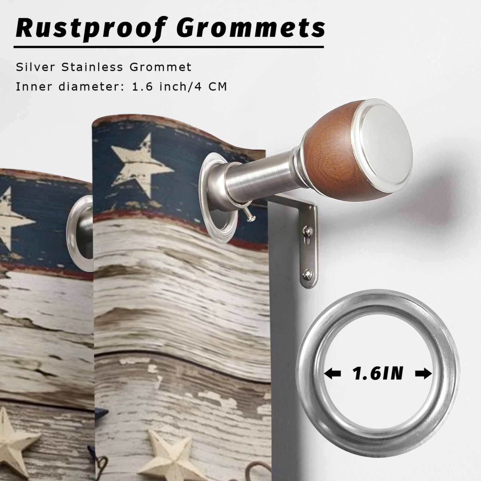 Independence Day Outdoor Curtains for Patio, Usa Flag Stars Vine Wreath Rustic Wood Grain Sunshade Privacy Drapes Grommet Waterproof Outside Curtains for Porch/Cabana/Balcony 54"x 108", 1 Panel