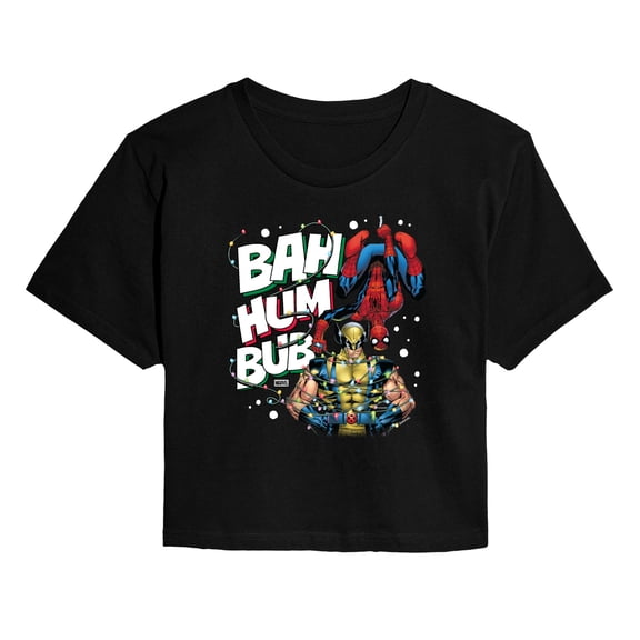 Marvel - Bah Hum Bub - Juniors Cropped Short Sleeve Graphic T-Shirt