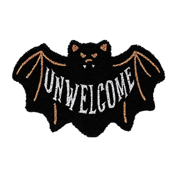 Halloween Bat Doormat, Unwelcome Entry Rug – 24" x 16" Bat-Shaped Floor Mat for Porch, Kitchen & Gothic Home Decor