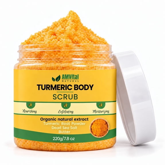 AMVital Turmeric Body Scrub, Exfoliating Body Scrub for Smooth-Feeling Skin, 7.8 oz
