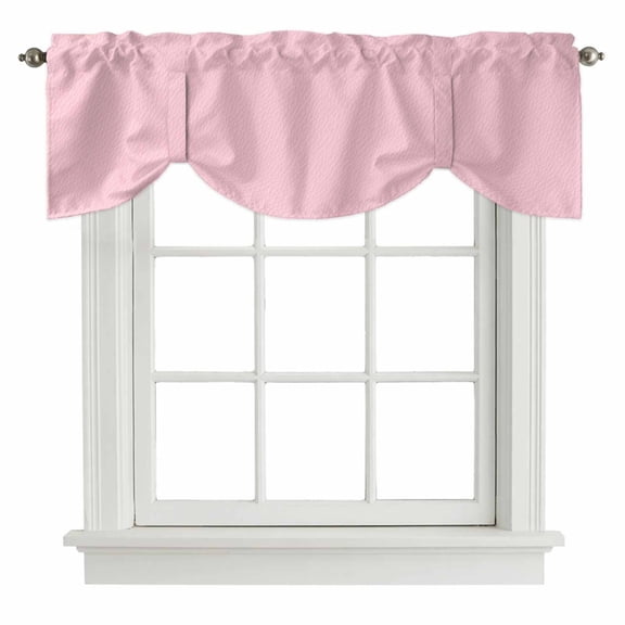 Tie Up Valances for Windows, Solid Pink Adjustable Valance Curtains Window Treatment for Living Room, Romantic Minimalism Abstract Denim Texture Rod Pocket Kitchen Curtains & Drapes 42x18 Inch