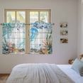 thumbnail image 3 of Jellyfish Coastal Kitchen Curtains 54 Inch Length, Summer Nautical Starfish Coral Grey Wooden Tiers Curtains for Bathroom Bedroom Cafe, Light Filtering Window Treatment Drapes 2 Panels 42"Wx54"L, 3 of 8