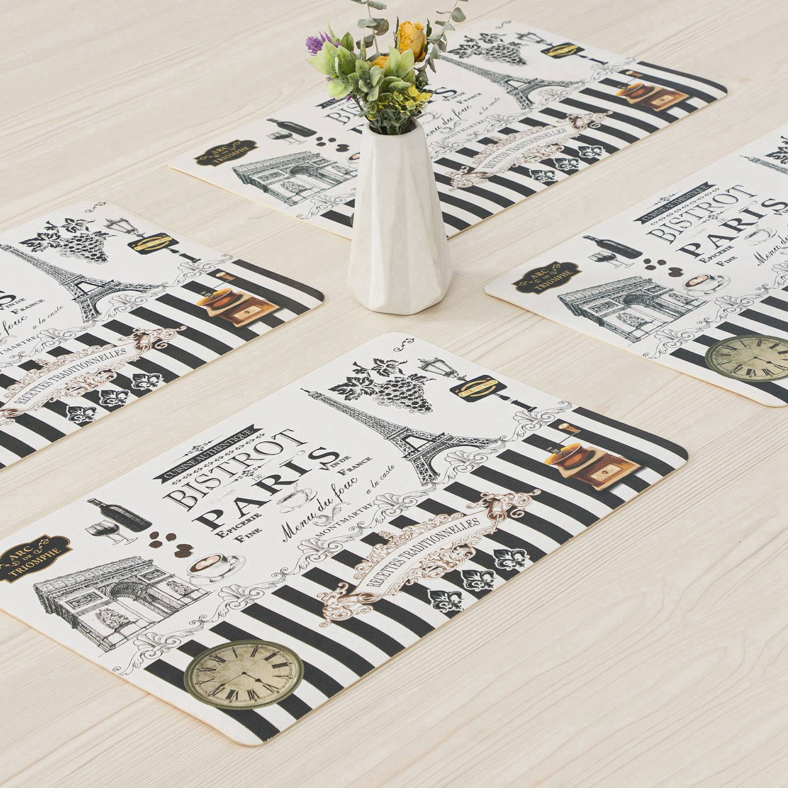 RAY STAR Placemats Set of 4, Vinyl Washable Wipeable Place Mats-12inx18in, Heat Resistant Waterproof Place Mat