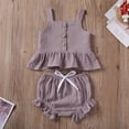 thumbnail image 4 of Franhais Baby Girl Shorts Suit Button Small Suspenders Lotus Leaf Hem Top Loose Fashion Stretch Breeches, 4 of 9