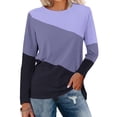 thumbnail image 2 of Lindreshi Long Sleeve Shirts for Women's Solid Round-Neck Long Sleeve Top, 2 of 4