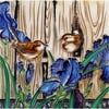 En Vogue B-305 Wrens among the Iris - Decorative Ceramic Art Tile - 8 in. x 8 in.