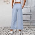 thumbnail image 4 of Duqingm Womens Bottoms Women's Striped Pants Spring Summer 2026 Comfy Pajama Pants High Waist Wide Leg Lounge Pants Lightweight PJ Bottoms Light Blue,L, 4 of 6