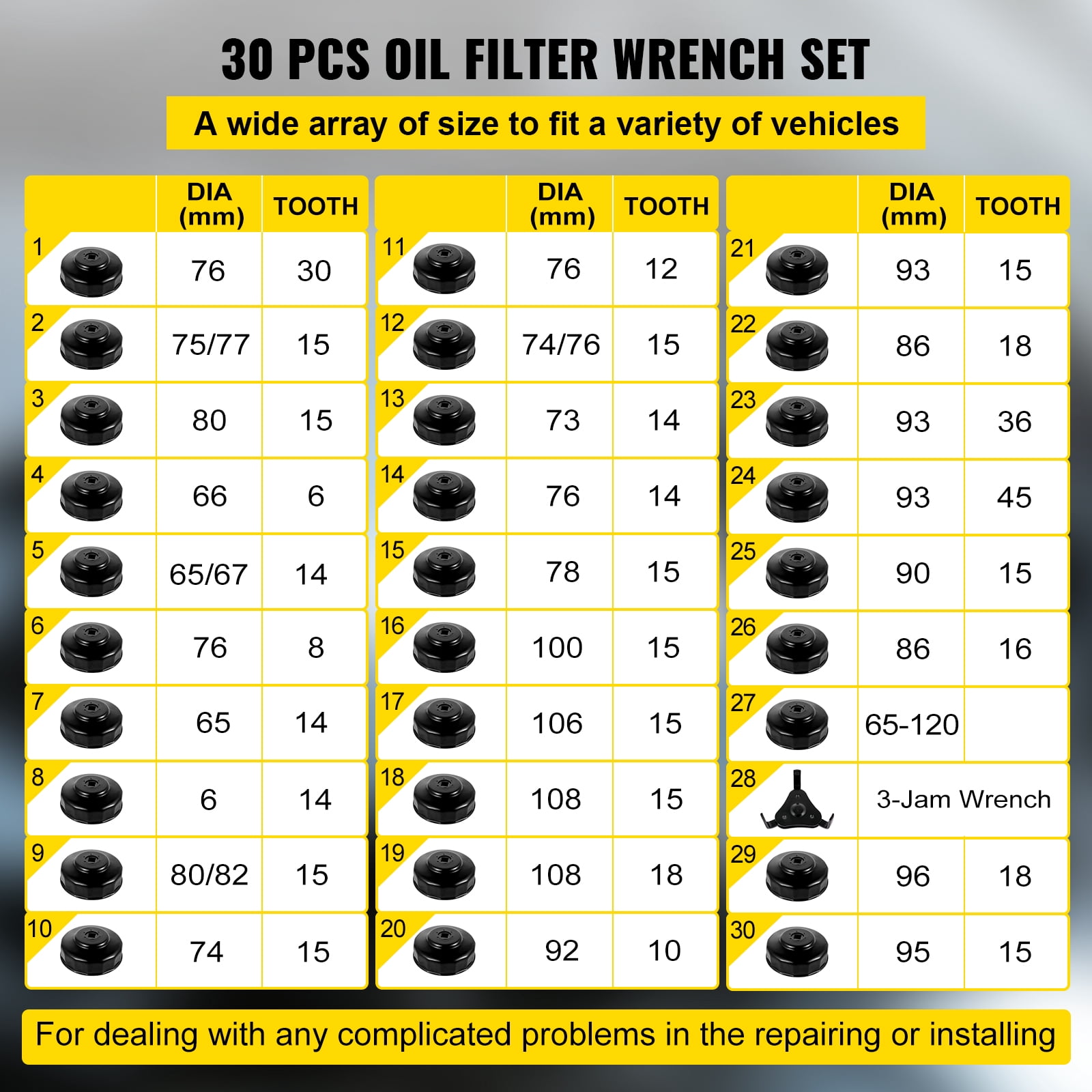 VEVOR Oil Filter Socket Set, 7 Pcs Oil Filter Wrench Set, Sturdy Steel Oil Filter Socket, 3/8" Oil Filter Socket For Easy Access, Oil Filter Wrench Cap Set w/ Case