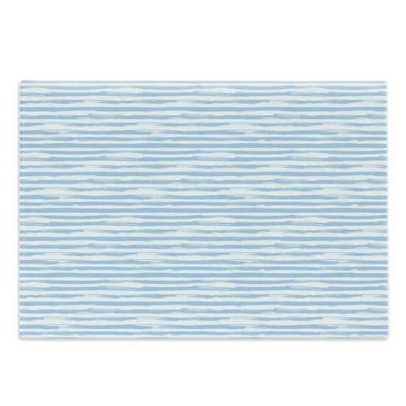 Harbour Stripe Cutting Board, Soft Toned Nautical Uniform Brushstroke Simplistic Lines Theme, Decorative Tempered Glass Cutting and Serving Board, Large Size, Pale Blue White, by Ambesonne