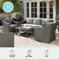 thumbnail image 5 of Martha Stewart 4-Piece Indoor-Outdoor Conversation Set with Patio Sofa, 2 Chairs, and Coffee Table in Gray Rattan Wicker with Gray All-Weather Cushions, 5 of 13