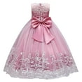 thumbnail image 5 of IDOPIP Flower Girl Lace Tulle Dress for Kids Wedding Bridesmaid Birthday Party Formal Princess Gown 9-10 Years,Dusty Pink, 5 of 10