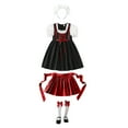 thumbnail image 4 of Mepaouo Girls German Dirndl Dress Oktoberfest Bavarian Outfit Set Kids Country Apron Maid Skirt Red, 4 of 5