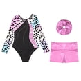 thumbnail image 3 of Alvivi Kids Girls Gymnastics Ice Skating Dance Unitard Leotard Bodysuit with Shorts Hair Band Set Pink 10, 3 of 7