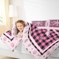 thumbnail image 4 of Manfei Girly Cute Snowflake Full Size Comforter Sets for Kids, Black Pink Buffalo Plaid Bedding Comforter Set, Merry Christmas Reversible Bedding Sets, Super Cozy Room Decor, 3pcs, 4 of 8