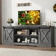 thumbnail image 2 of Chvans Farmhouse TV Stand for up 80" TVs/36" Fireplace, 70" Large Entertainment Center Console Table with Barn Door/Adjustable Shevles, 2 of 10