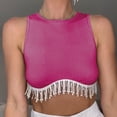 thumbnail image 2 of Women Tank Tops Ladies Sequin Tassel Sexy Vest Top Dance Club Sparkle Cami Swing Vest Clubwear Evening Party Glitter Strappy Tank Tops Y2K Cropped T Shirts, 2 of 3
