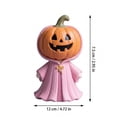 thumbnail image 2 of Fall and Halloween Decor, Cute Halloween Decor, Pink Ghost Decor, Pastel Halloween Decor, 5X3 Inch Smiling Jack-O'-Lantern Pumpkin Head Pink Hooded Ghost Resin Ornament, Halloween, 2 of 6