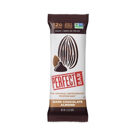 New Perfect Bar Refrigerated Protein Bar, Dark Chocolate Almond, 2.2 oz Bar, 16 Count, Delivered in 1-4 Business Days,Each