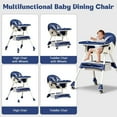 thumbnail image 3 of HENG CO. 4-in-1 Baby High Chair with 5-Point Harness, Convertible Toddler Dining Chair, Double-Layer Tray & Toy Rack, PP+Steel Frame, for 6M-3Y Deep Blue, 3 of 10