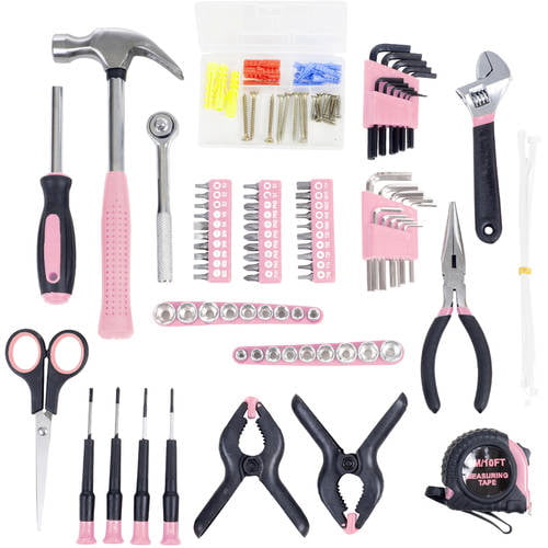 Stalwart - 75-HT2007 Household Hand Tools Pink Tool Set - 9 Piece by Set Includes Hammer Screwdriver Set Pliers (Tool Kit for The Home